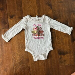 Thanksgiving onesie 12 months turkey animal sequence‎ long sleeve onesie